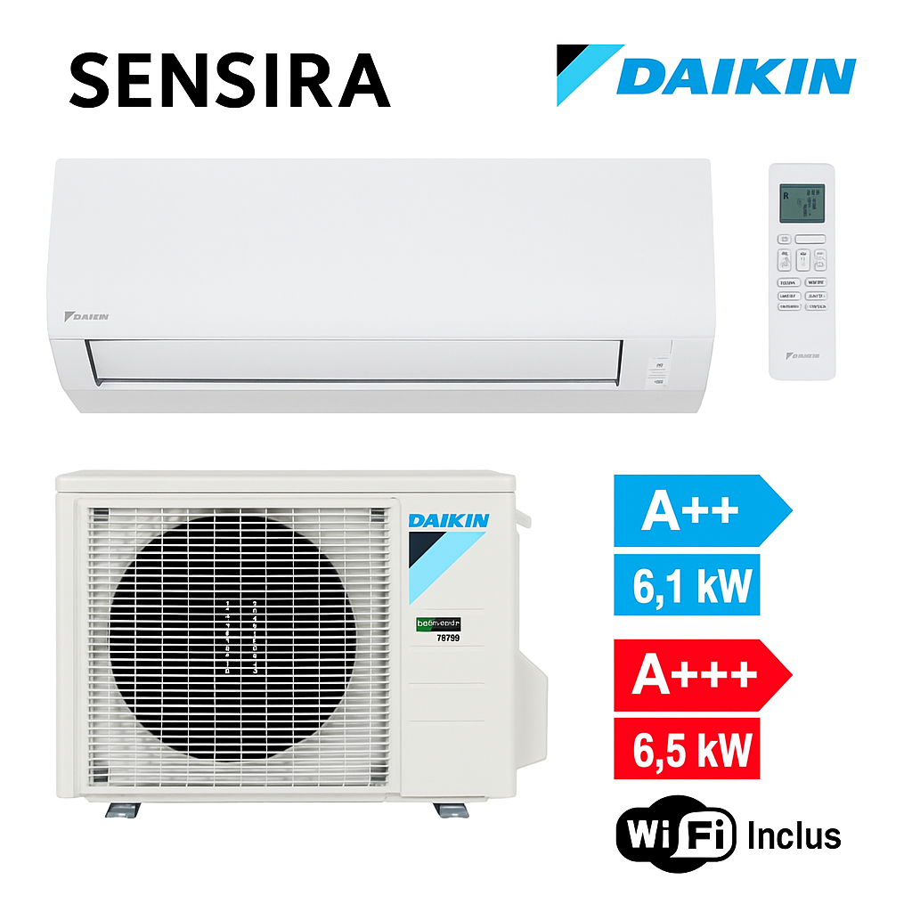 Climatiseur Daikin Sensira 6.1 kW – Réversible A++/A+++