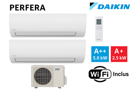 Climatiseur Bi-Split Daikin Perfera 5,0 kW – 2 unités intérieures 2,5 kW